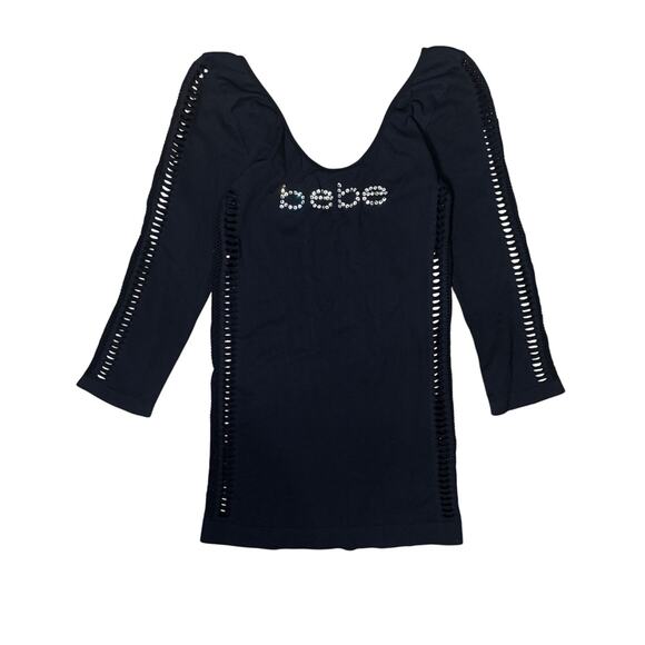 Bebe Y2K rhinestone cut out bodycon top/dress M/L - Picture 3 of 9